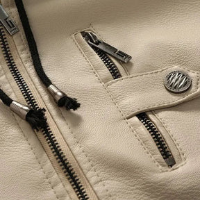 Jaqueta de Couro com Capuz Sampaio®