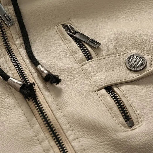 Jaqueta de Couro com Capuz Sampaio®