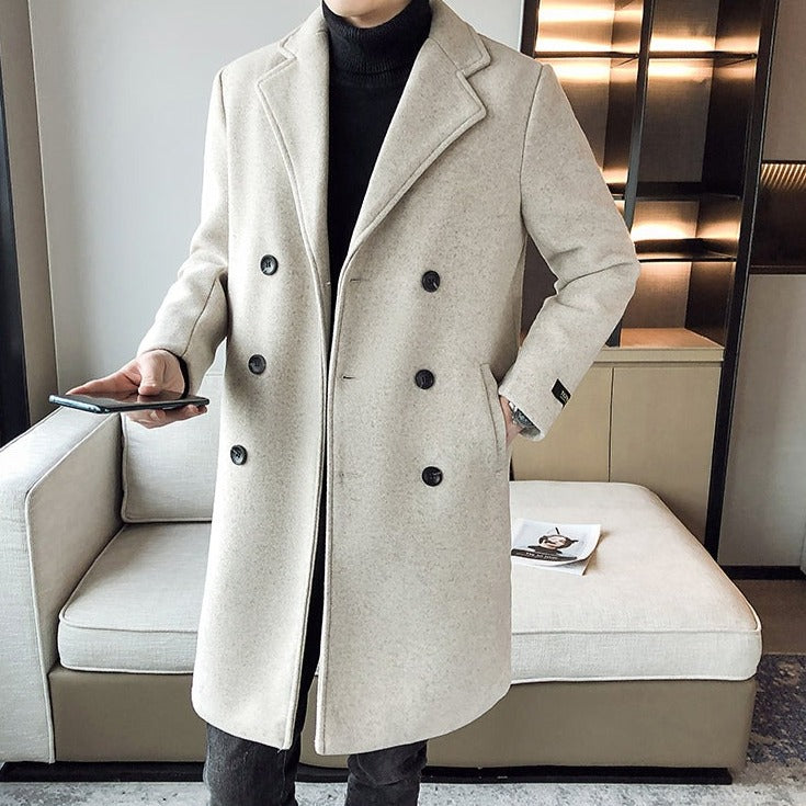 Sobretudo Masculino Abotoamento Duplo Grife