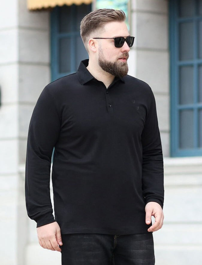 Camisa Polo Masculina Manga Longa Plus Size