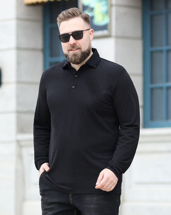 Camisa Polo Masculina Manga Longa Plus Size