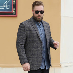 Blazer Masculino Plus Size Xadrez Grife